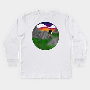 Sunset View (with quote) Kids Long Sleeve T-Shirt